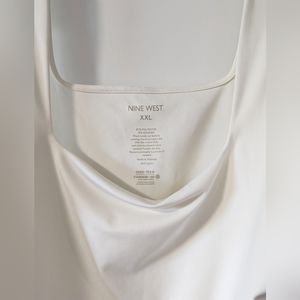 Nine West Women's Plus Sculpt Squareneck Tank Top Shell Ivory White XXL